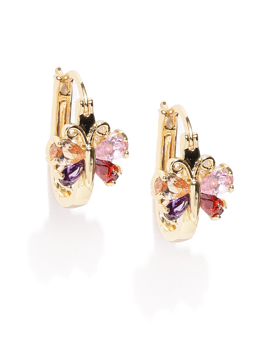 YouBella Red  Purple Gold-Plated Stone Stud Earrings